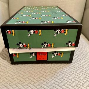 Gucci Disney Collab shoebox for size 12 men's shoes. Complete with two shoe bags